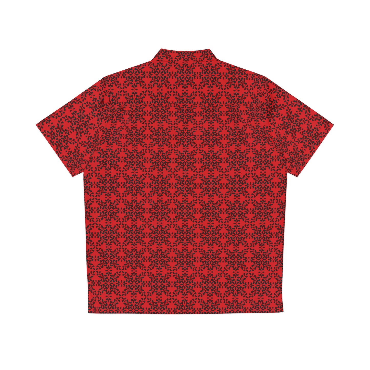 Vibrant Kaleidoscope - Black - Scarlet - Men's Hawaiian Shirt