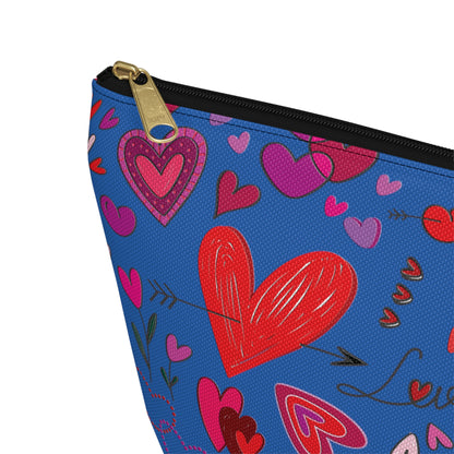 Heart doodles - Denim 0066cc - Accessory Pouch w T-bottom