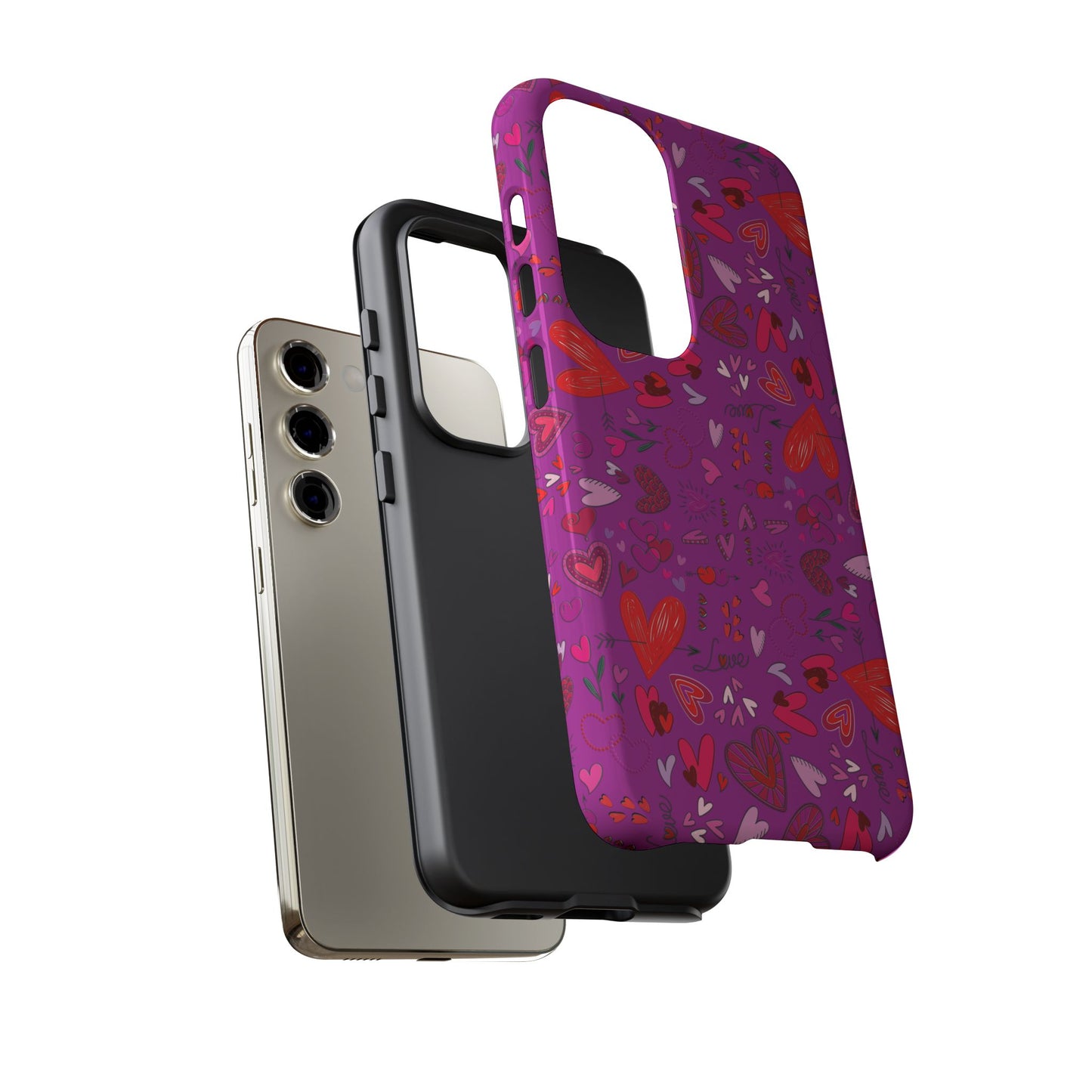 Heart Doodles - Deep Magenta B805AE - Tough Cases