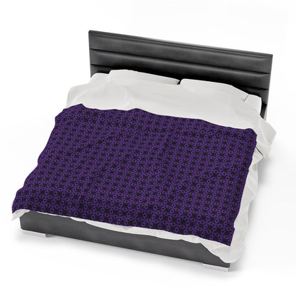 Letter Art - A - Purple - Black 000000 - Velveteen Plush Blanket