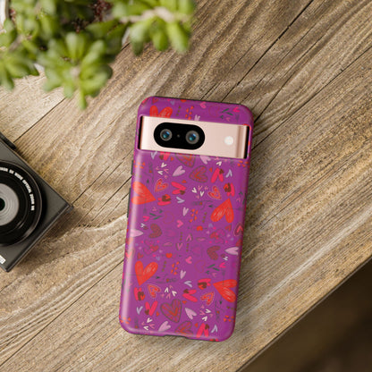 Heart Doodles - Deep Magenta B805AE - Tough Cases