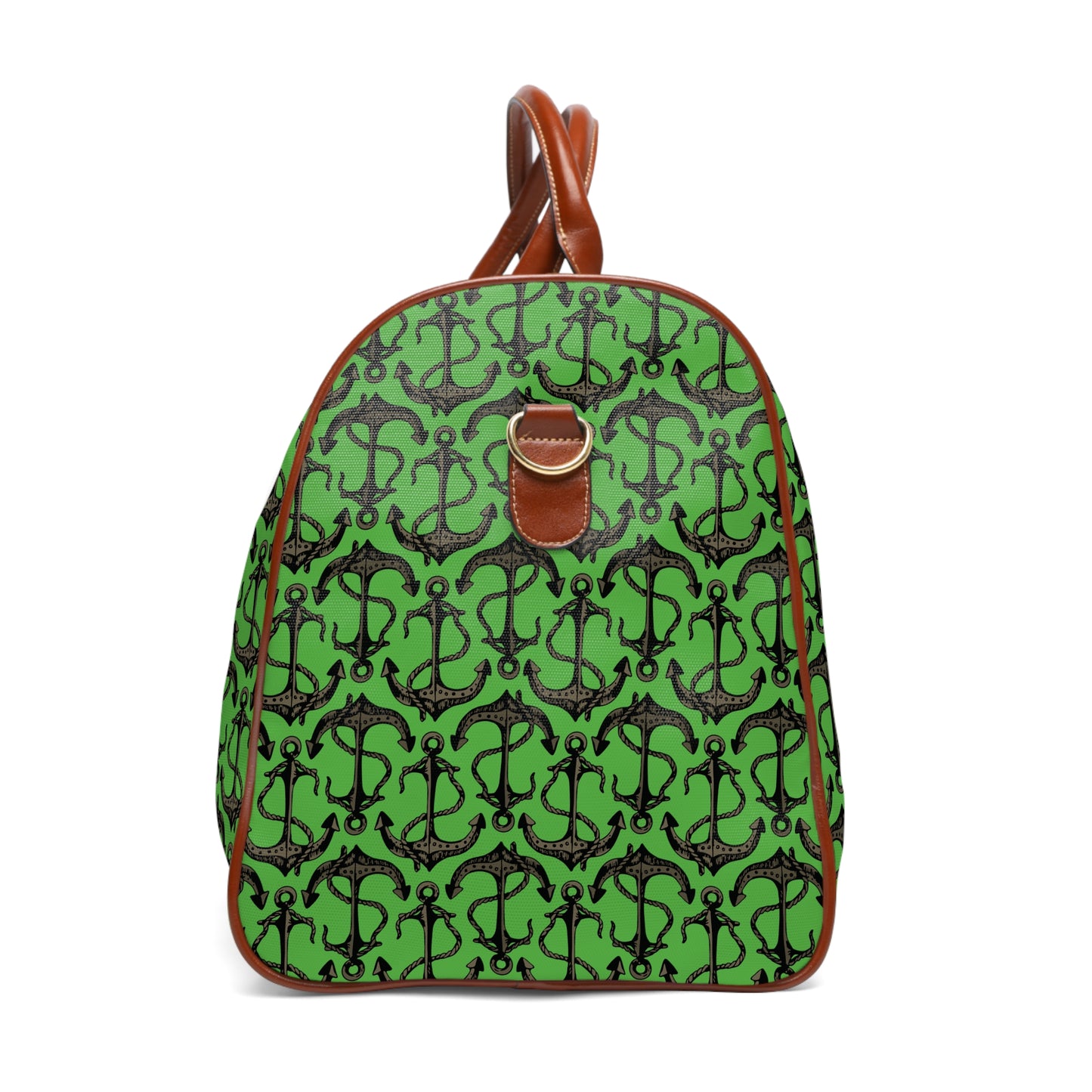 Anchors Away - Black Gray - Bright Apple Green 56BD00 - Waterproof Travel Bag