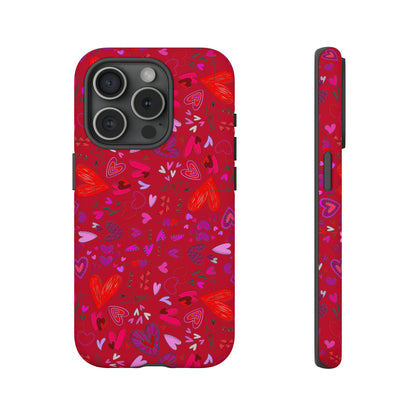 Heart Doodles - Fire Engine Red c8092e - Tough Cases