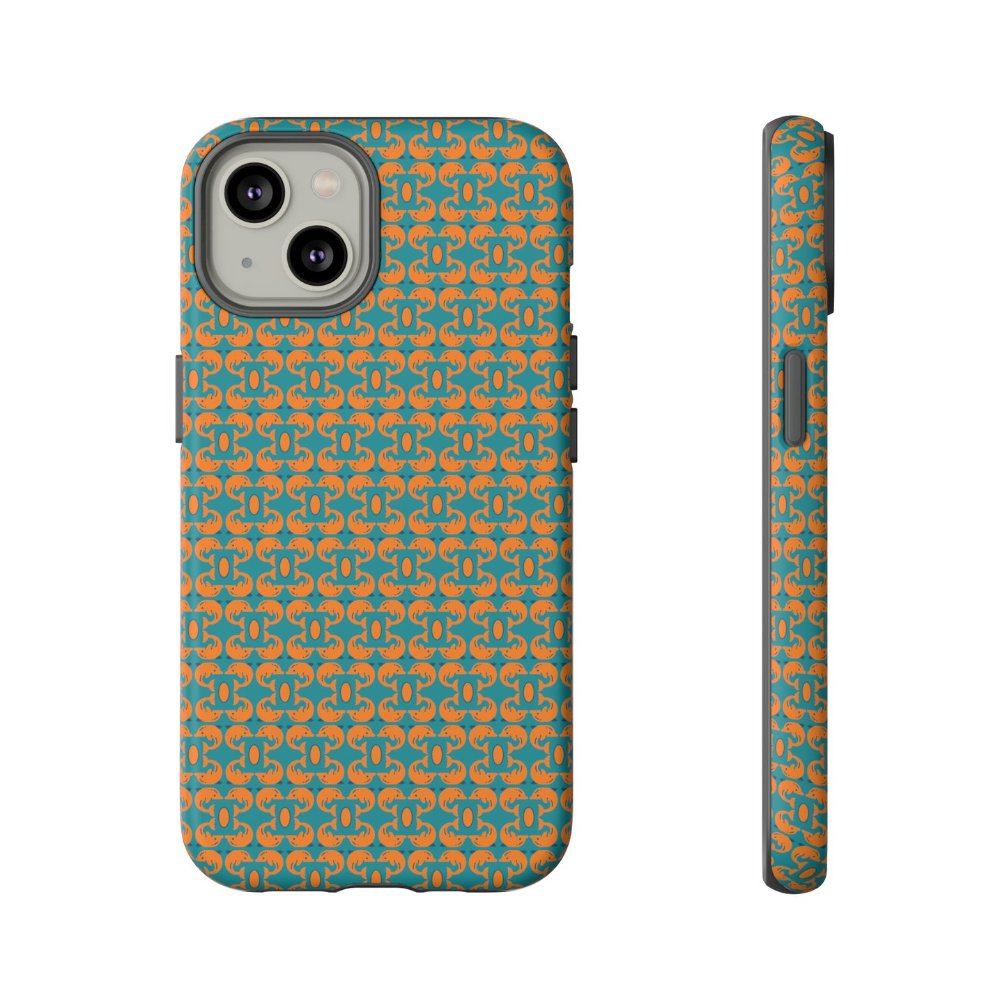 Playful dolphins - Orange - Aqua 008E97 - Tough Cases