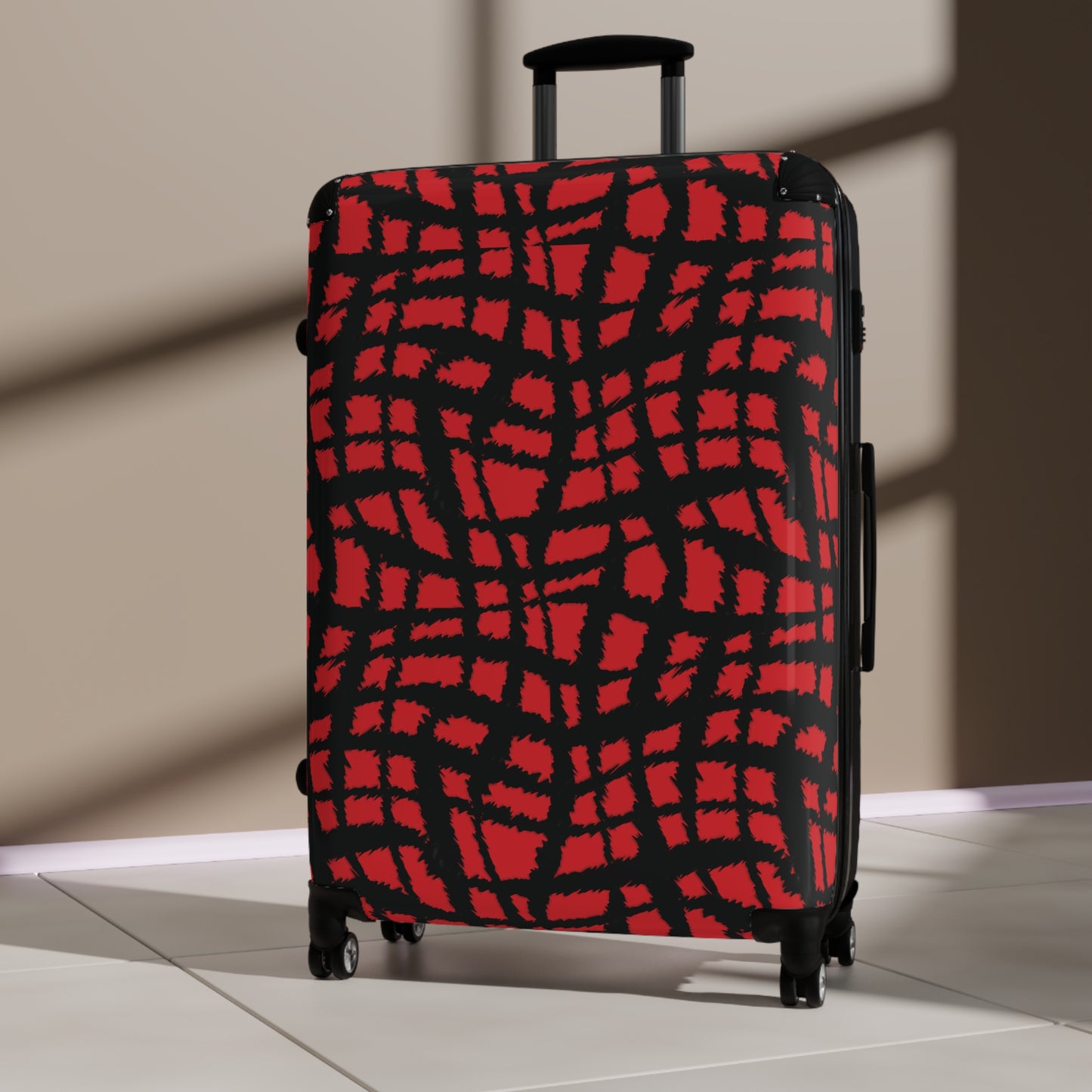 Crosshatch Craze - Black - Scarlet - Suitcases