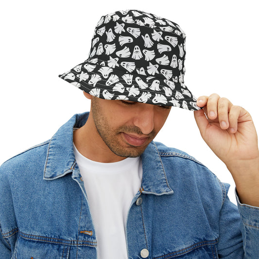 Boo - Ghosts - Halloween - Black 000000 - Bucket Hat (AOP)