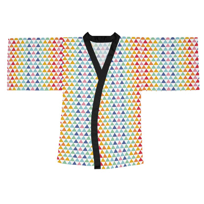 Colorful Triangles - Long Sleeve Kimono Robe (AOP)