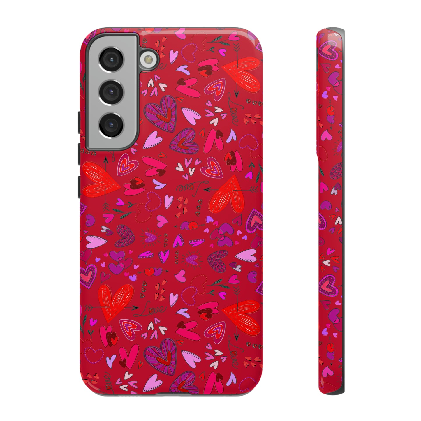 Heart Doodles - Fire Engine Red c8092e - Tough Cases