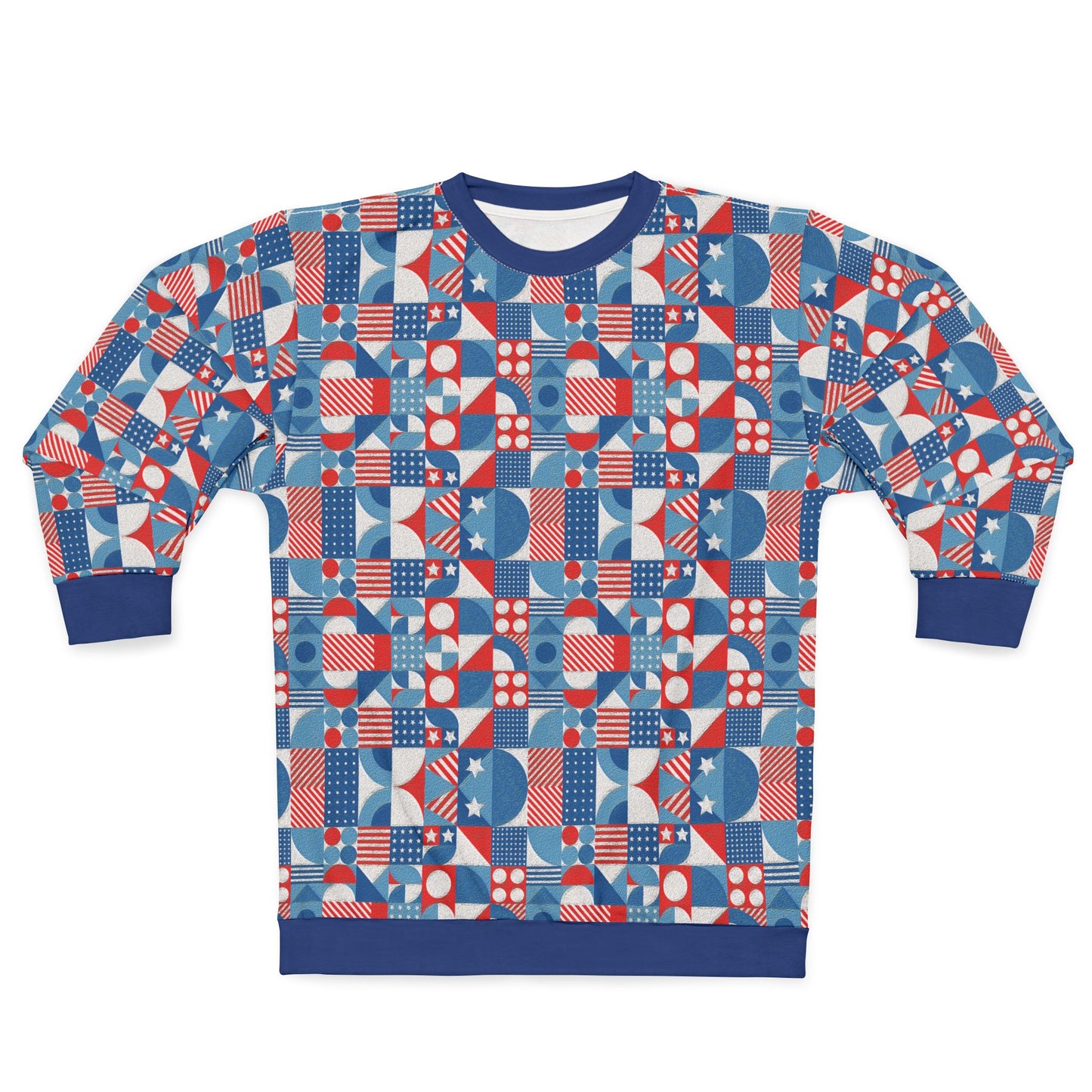 Red White and Blue Bold Pattern - Oil Paint Texture - Blue - Unisex Sweatshirt (AOP)