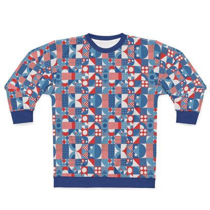 Red White and Blue Bold Pattern - Oil Paint Texture - Blue - Unisex Sweatshirt (AOP)