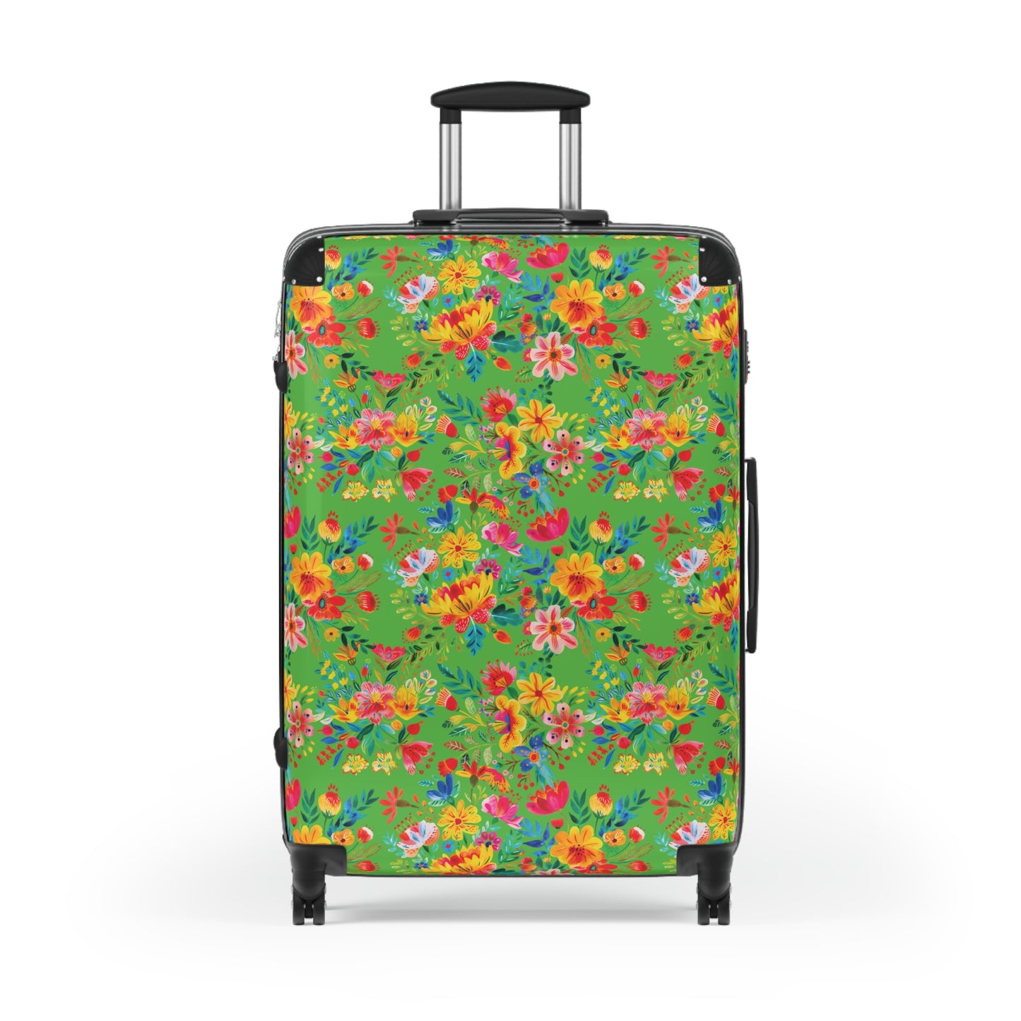 Bright Bold Watercolor Flowers - Bright Apple Green 56BD00 - Suitcase