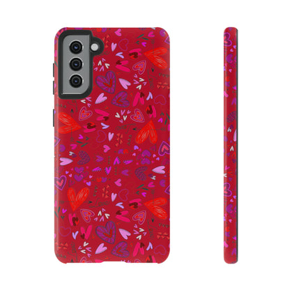 Heart Doodles - Fire Engine Red c8092e - Tough Cases