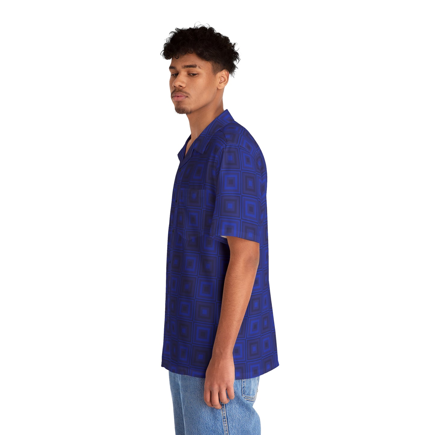 Blue Squares - Men's Hawaiian Shirt