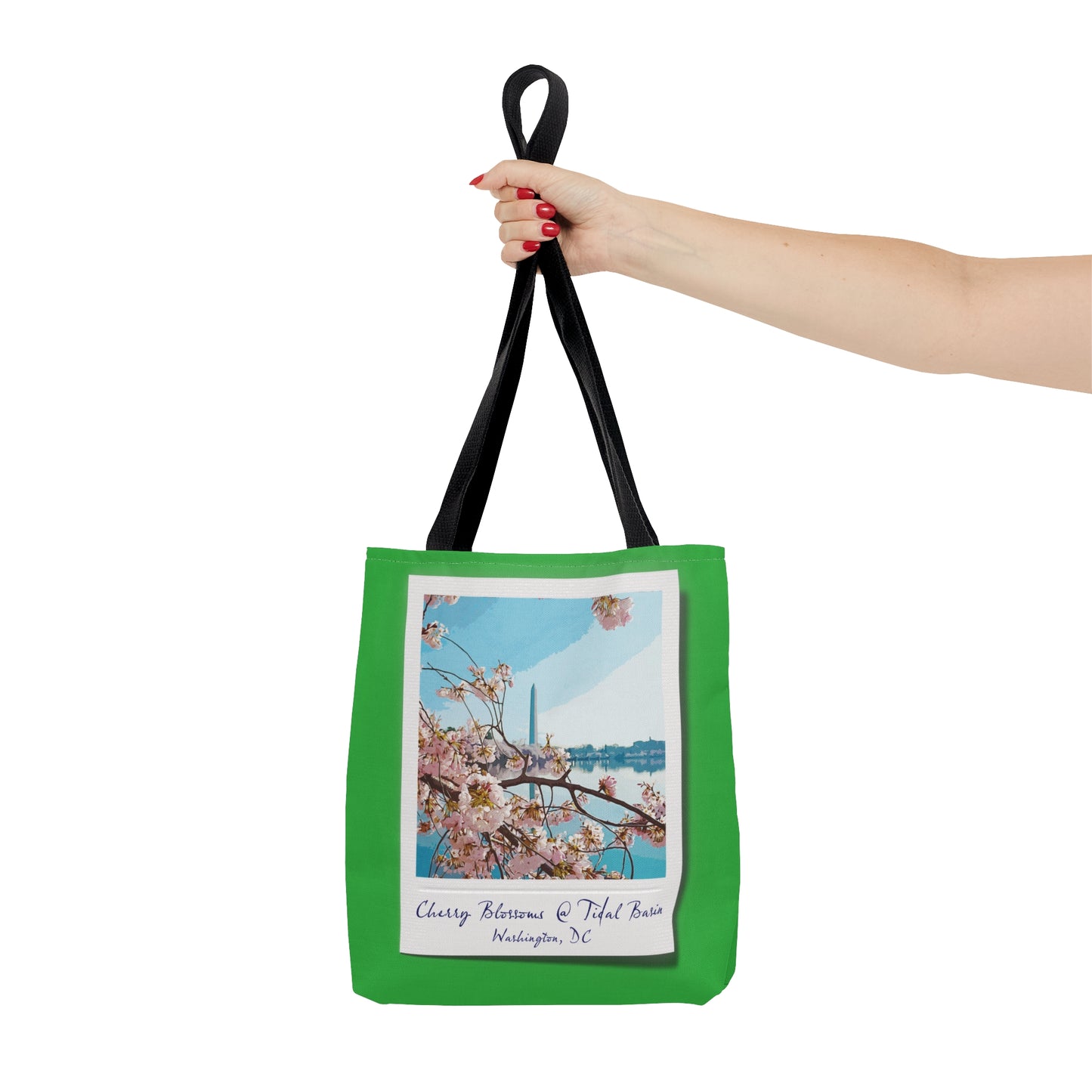 Instant Photo - Tidal Basin Cherry Trees - Lime Green 21C12E - Tote Bag