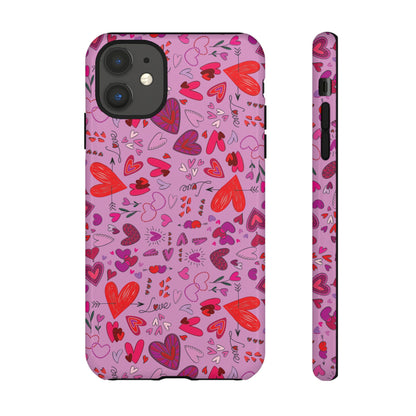 Heart Doodles - Fuschia Pink ff8eff - Tough Cases