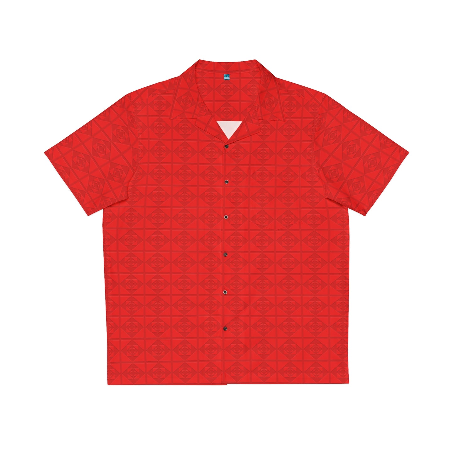 Embossed Geometric Pattern - Red - Men's Hawaiian Shirt