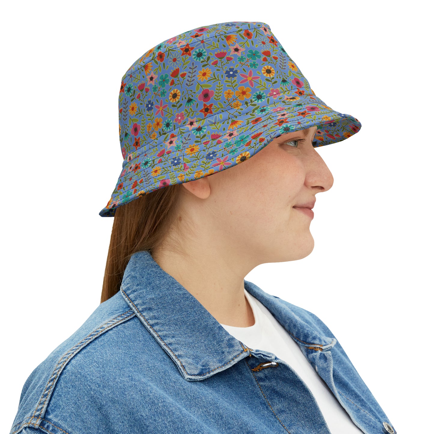 Playful Spring Flowers - Fennel Flower 74a6ff - Bucket Hat (AOP)