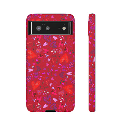 Heart Doodles - Fire Engine Red c8092e - Tough Cases