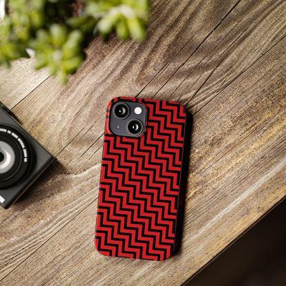 Zigs and Zags - Black - Scarlet - Slim Phone Cases