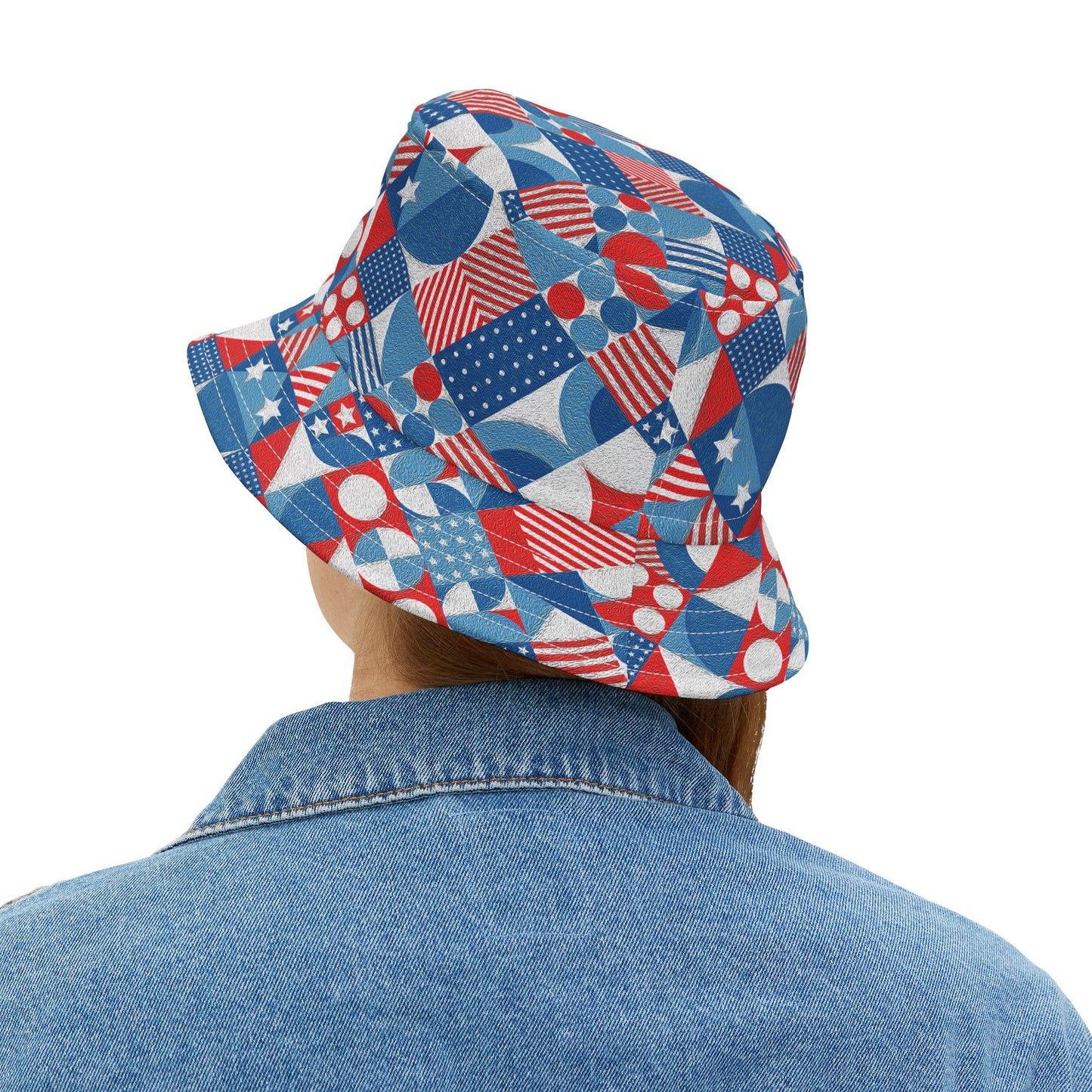 Red White and Blue Bold Pattern - Oil Paint Texture - BIG - Bucket Hat (AOP)