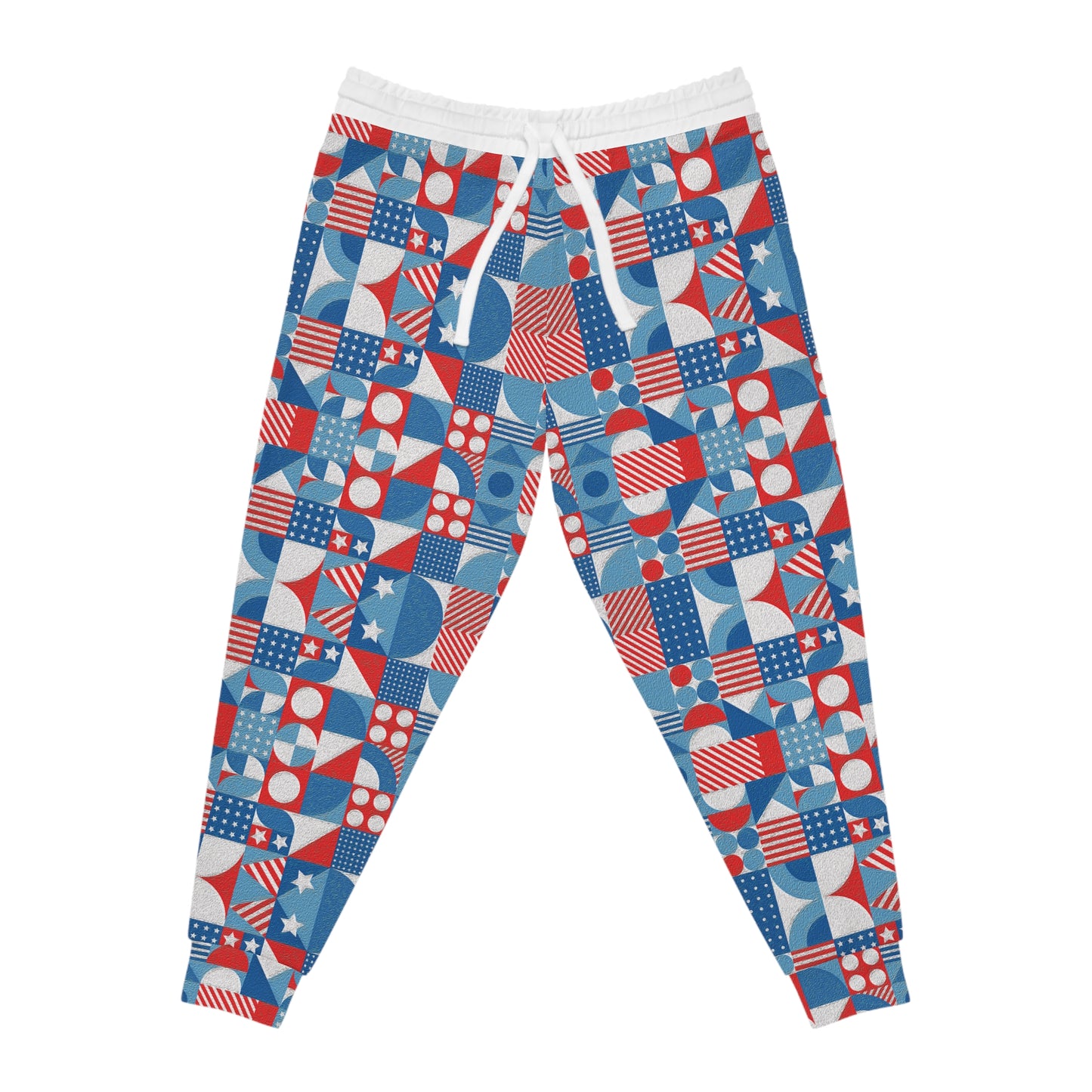 Red White and Blue Bold Pattern - Oil Paint Texture - White ffffff - Athletic Joggers