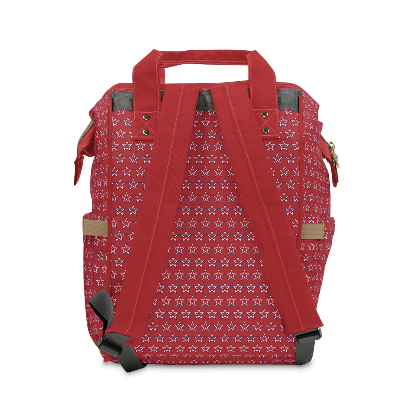 Red White and Blue Stars  - Multifunctional Diaper Backpack