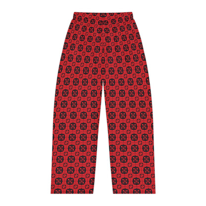 Letter Art - B - Red - Black 000000 - Women's Pajama Pants (AOP)