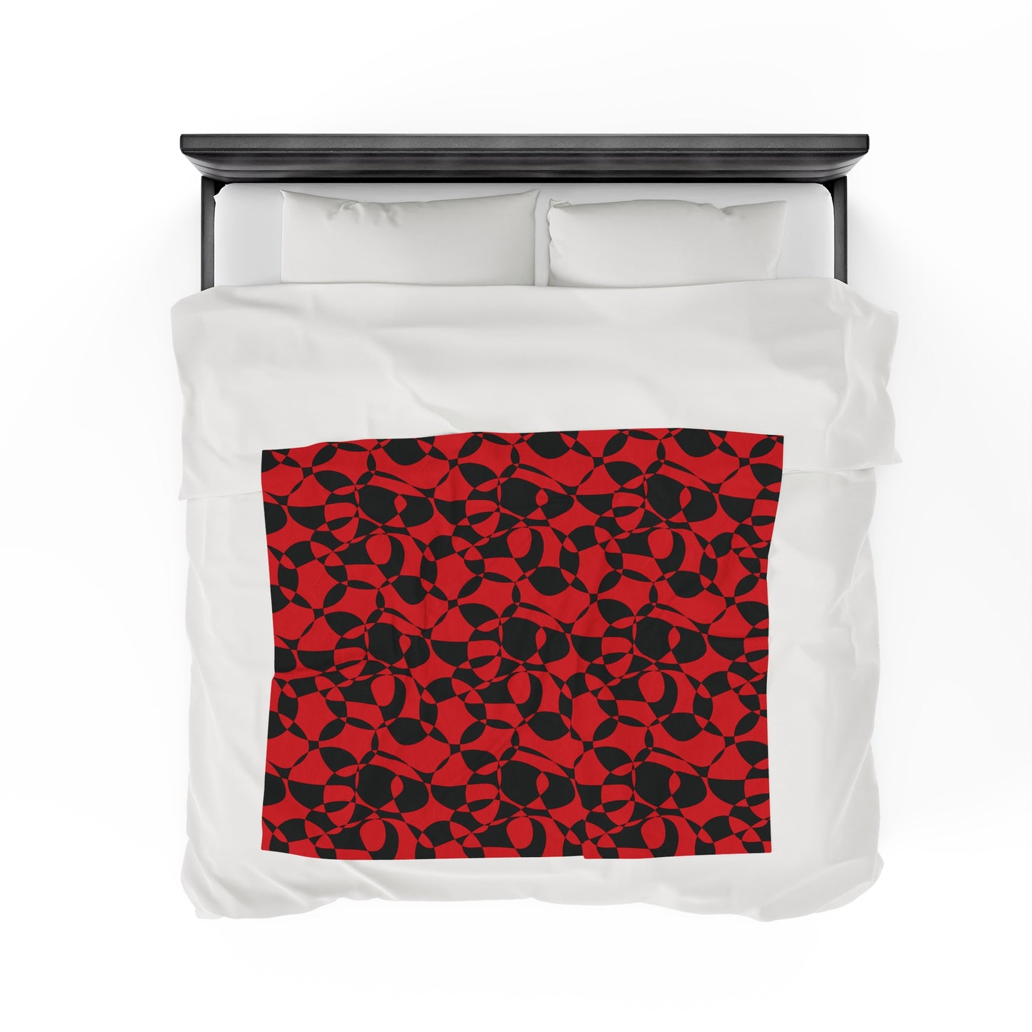 Scarlet Symphony - Black - Velveteen Plush Blanket