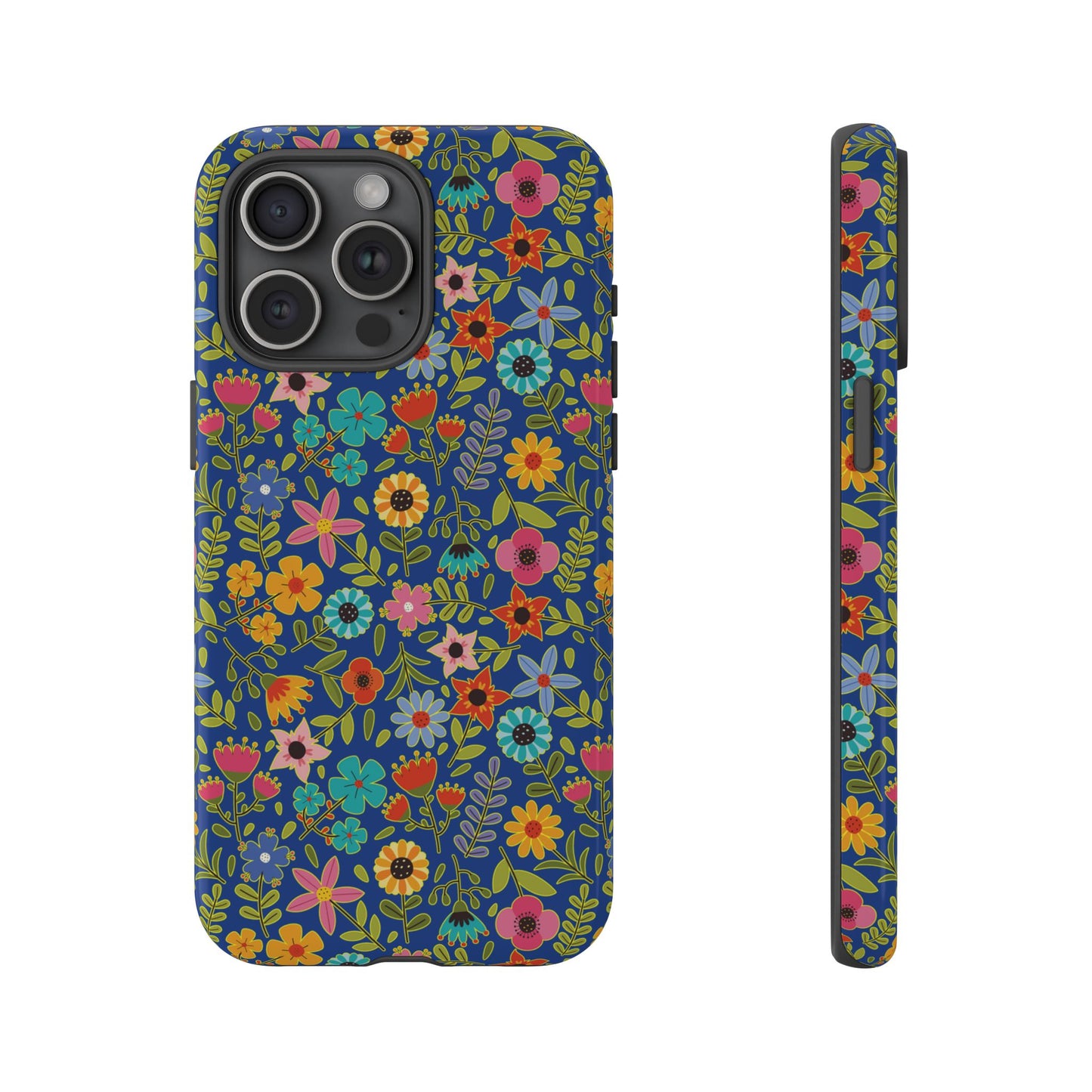 Playful Spring flowers - blue - Tough Cases