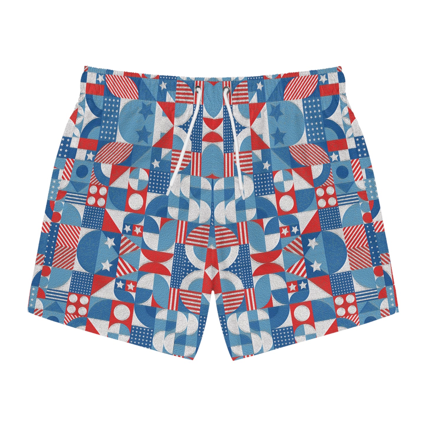 Red White and Blue Bold Pattern - Oil Paint Texture - Swim Trunks