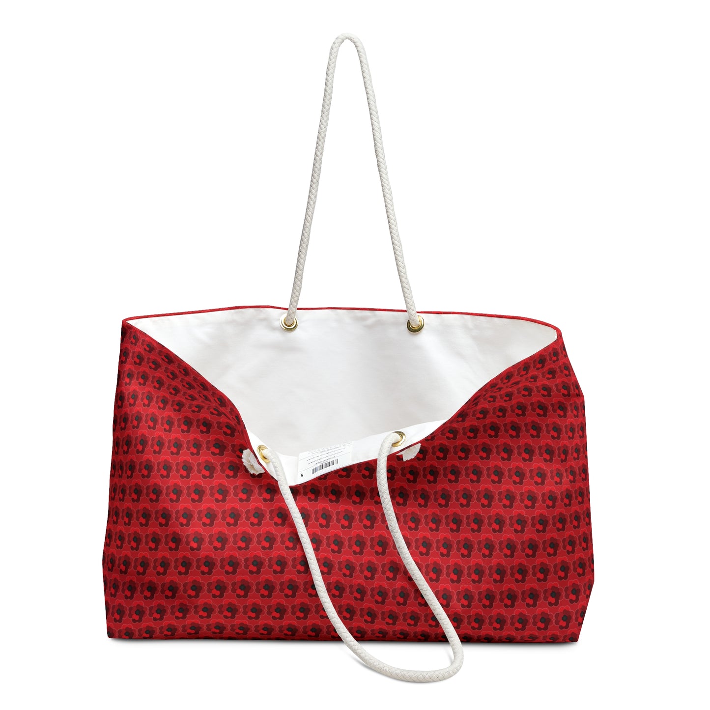 Red Hearts Flower - White Highlight - Scarlet de0000 - Weekender Bag