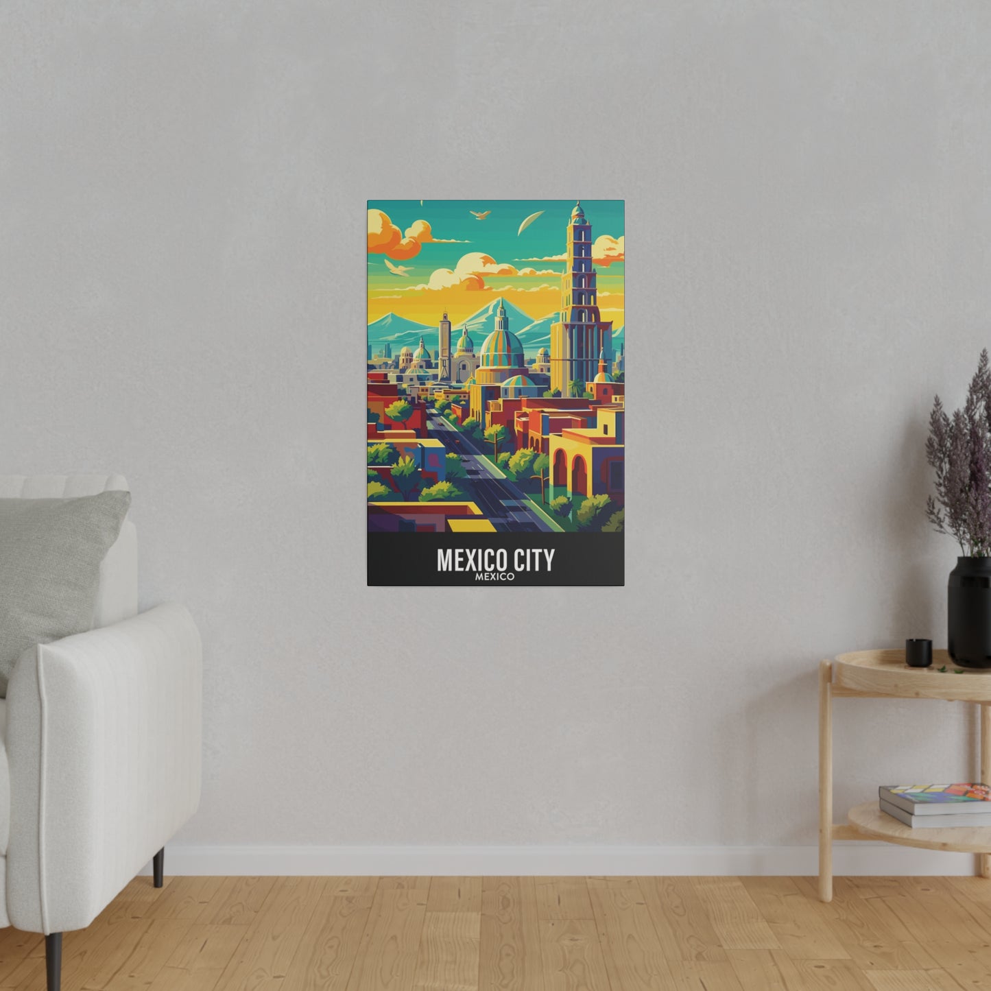 Mexico City - Mexico - Black 000000 - Matte Canvas, Stretched, 0.75"