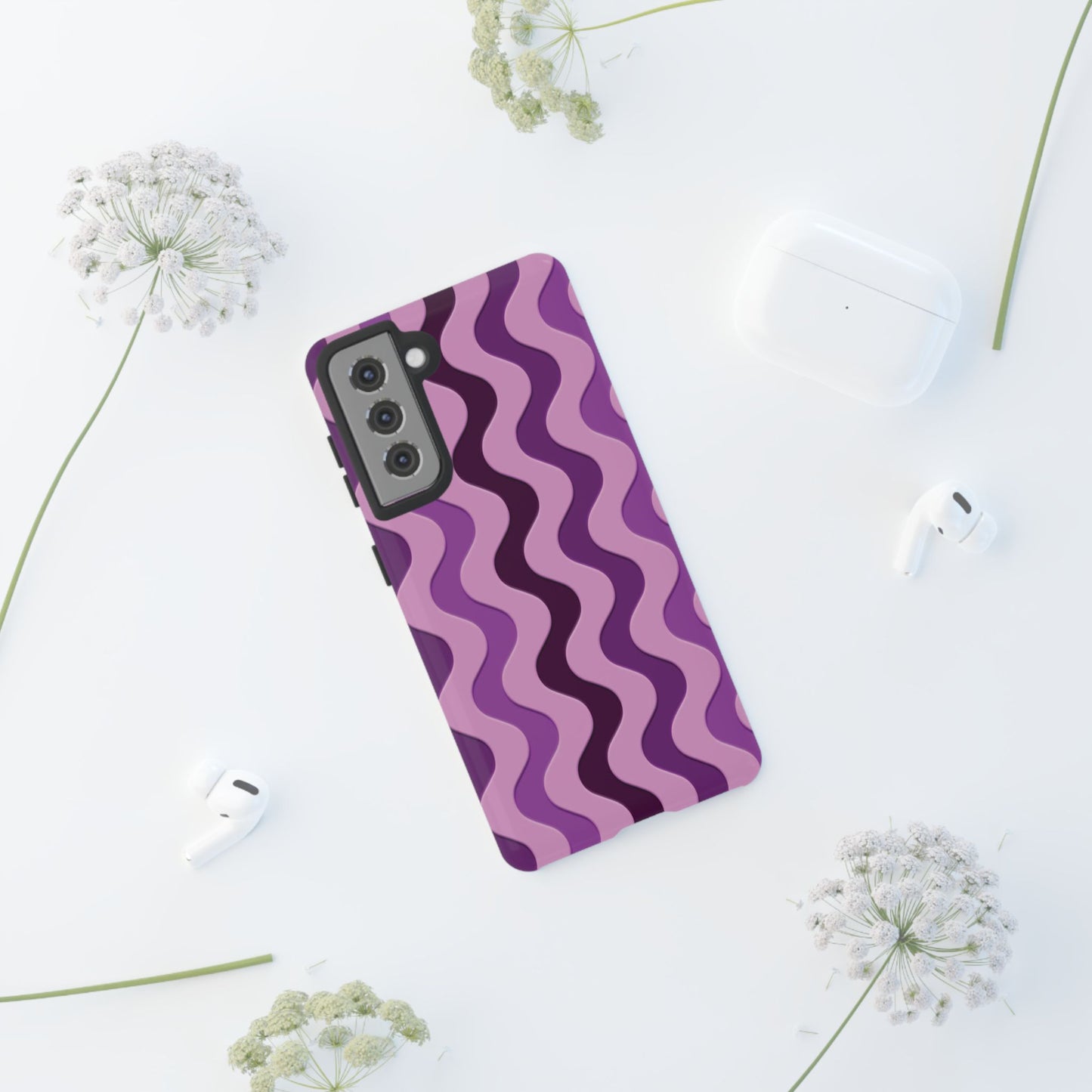 Vertical retro wavy purple and pink - Tough Cases