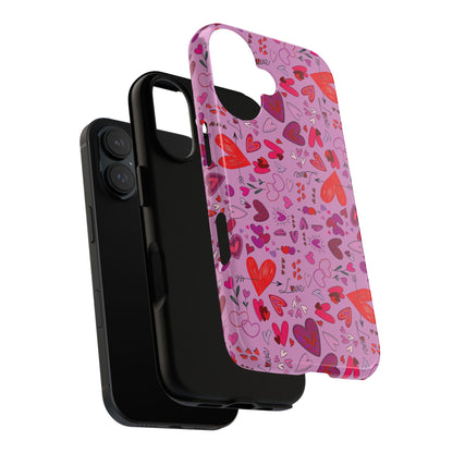 Heart Doodles - Fuschia Pink ff8eff - Tough Cases