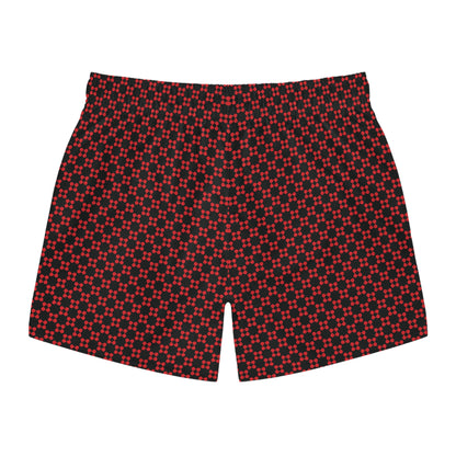 Pixel Petals - Red - Black - Swim Trunks