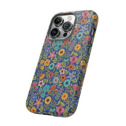 Playful Spring flowers - blue - Tough Cases