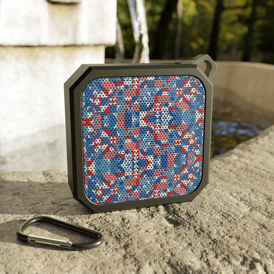 Red White and Blue Bold Pattern - Oil Paint Texture - Blackwater Outdoor Bluetooth Speaker