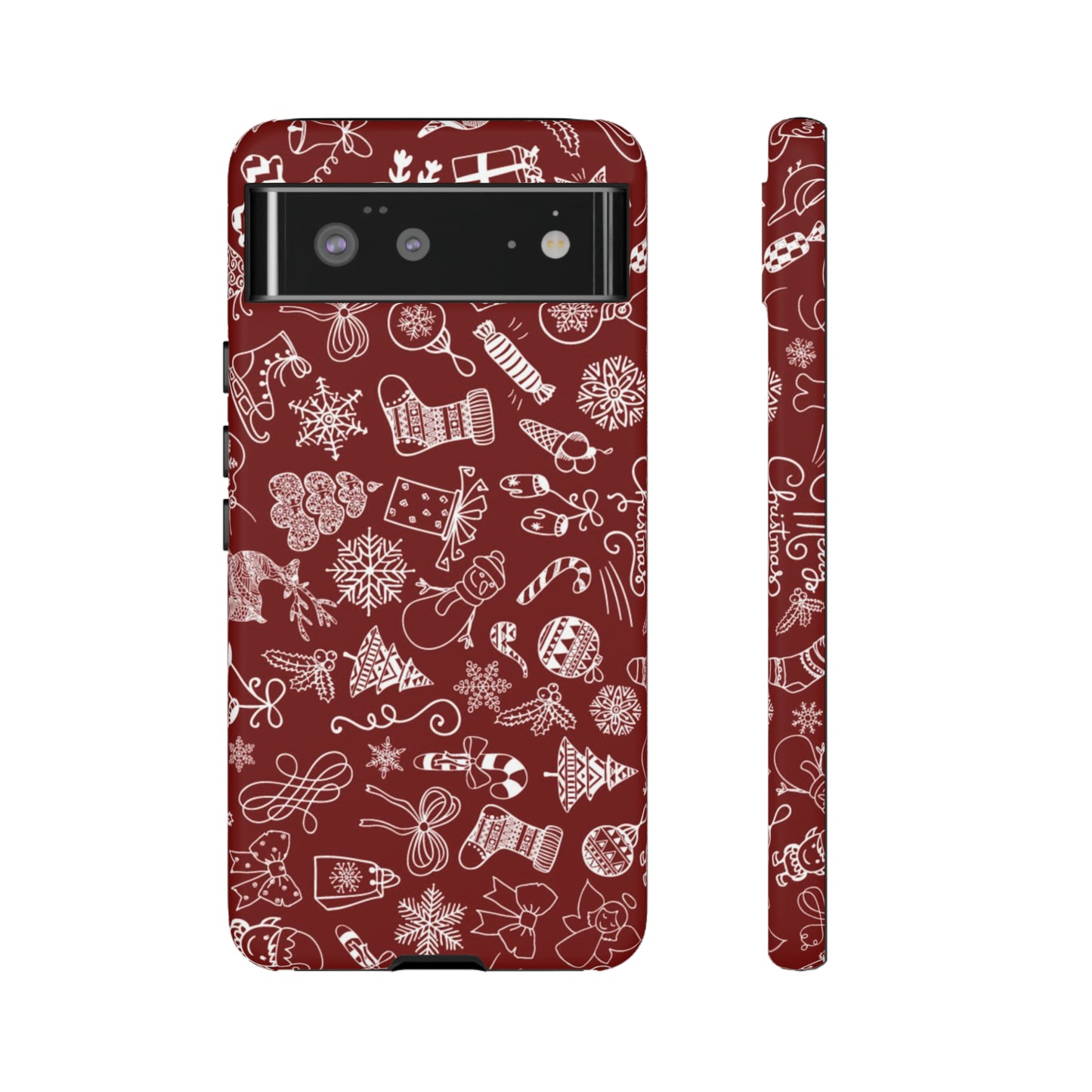 Christmas doodles on red - Tough Cases