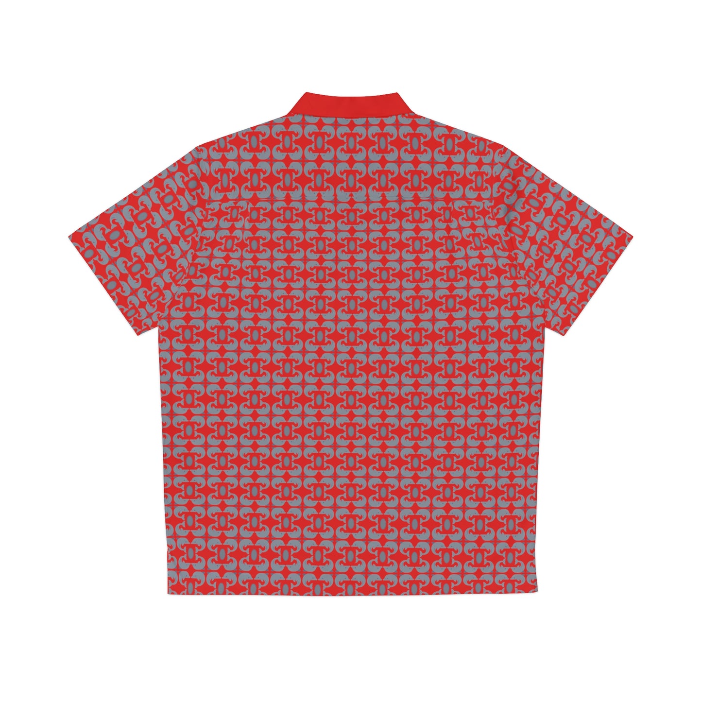 Playful Dolphins - Red d30000 - Men's Hawaiian Shirt