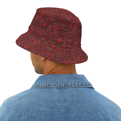 Band Camp - Red - Black 000000 - Bucket Hat (AOP)