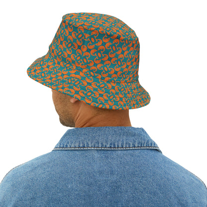 Playful dolphins - Orange - Aqua 008E97 - Bucket Hat (AOP)