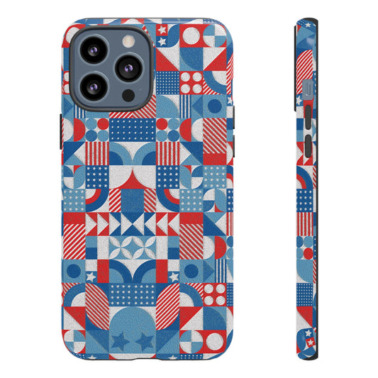 Red White and Blue Bold Pattern - Oil Paint Texture - Tough Cases