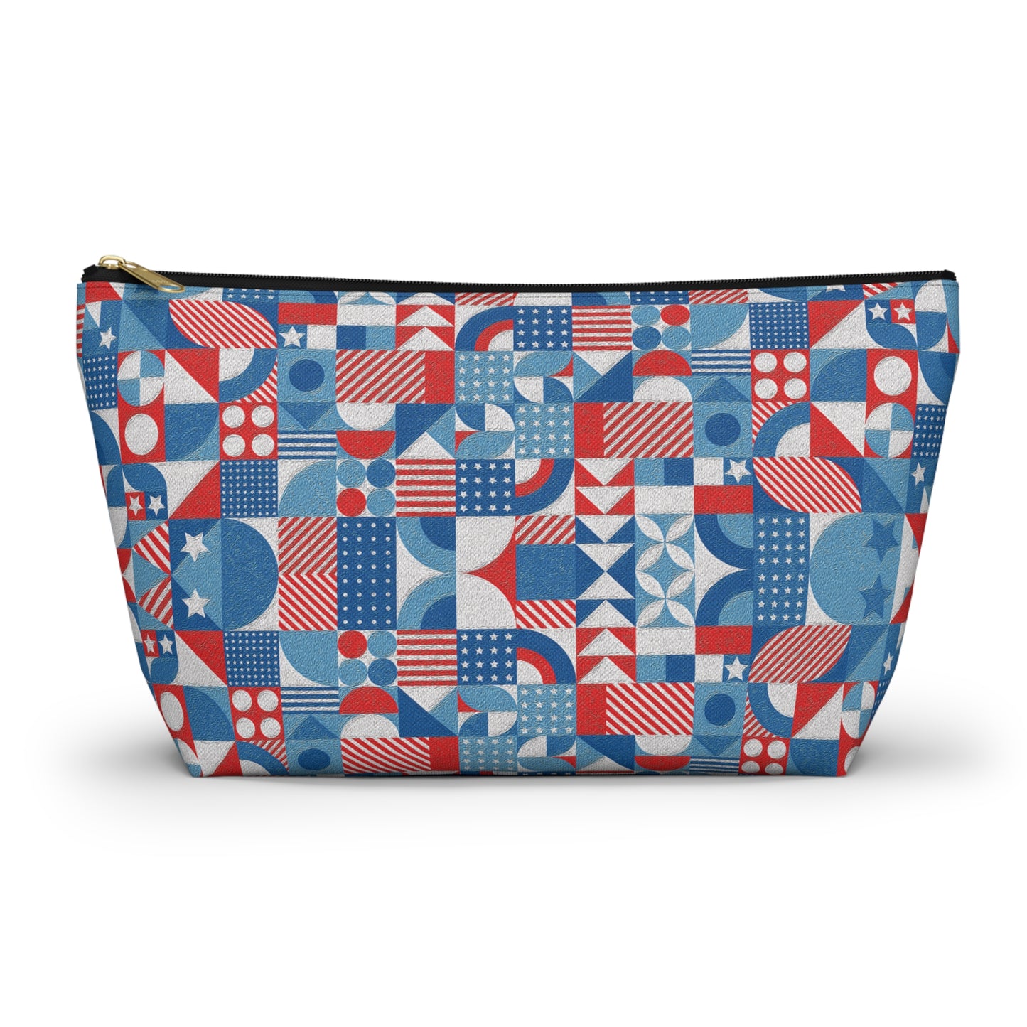 Red White and Blue Bold Pattern - Oil Paint Texture - Accessory Pouch w T-bottom