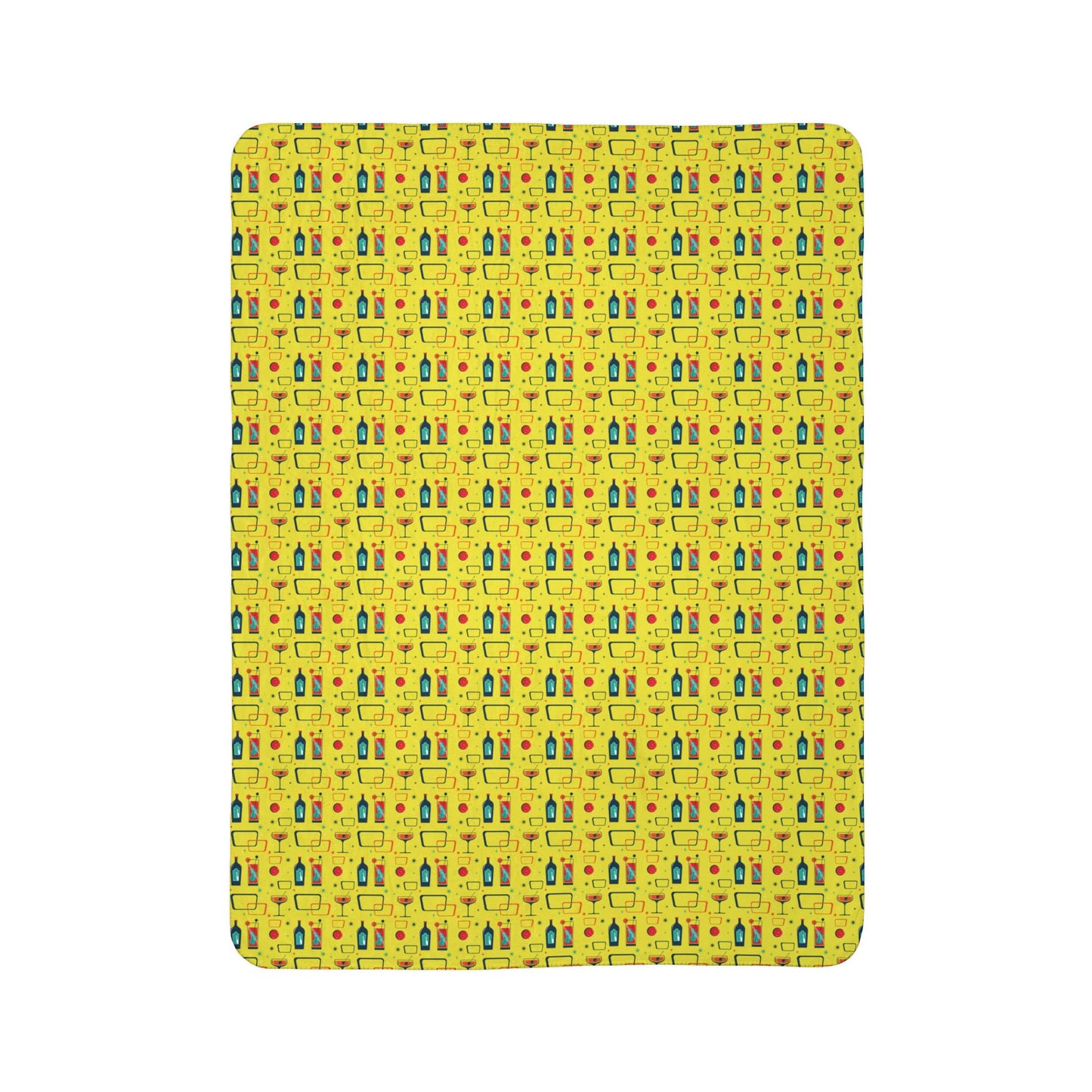 Fleece Sherpa Blanket - Cocktail Time - Yellow