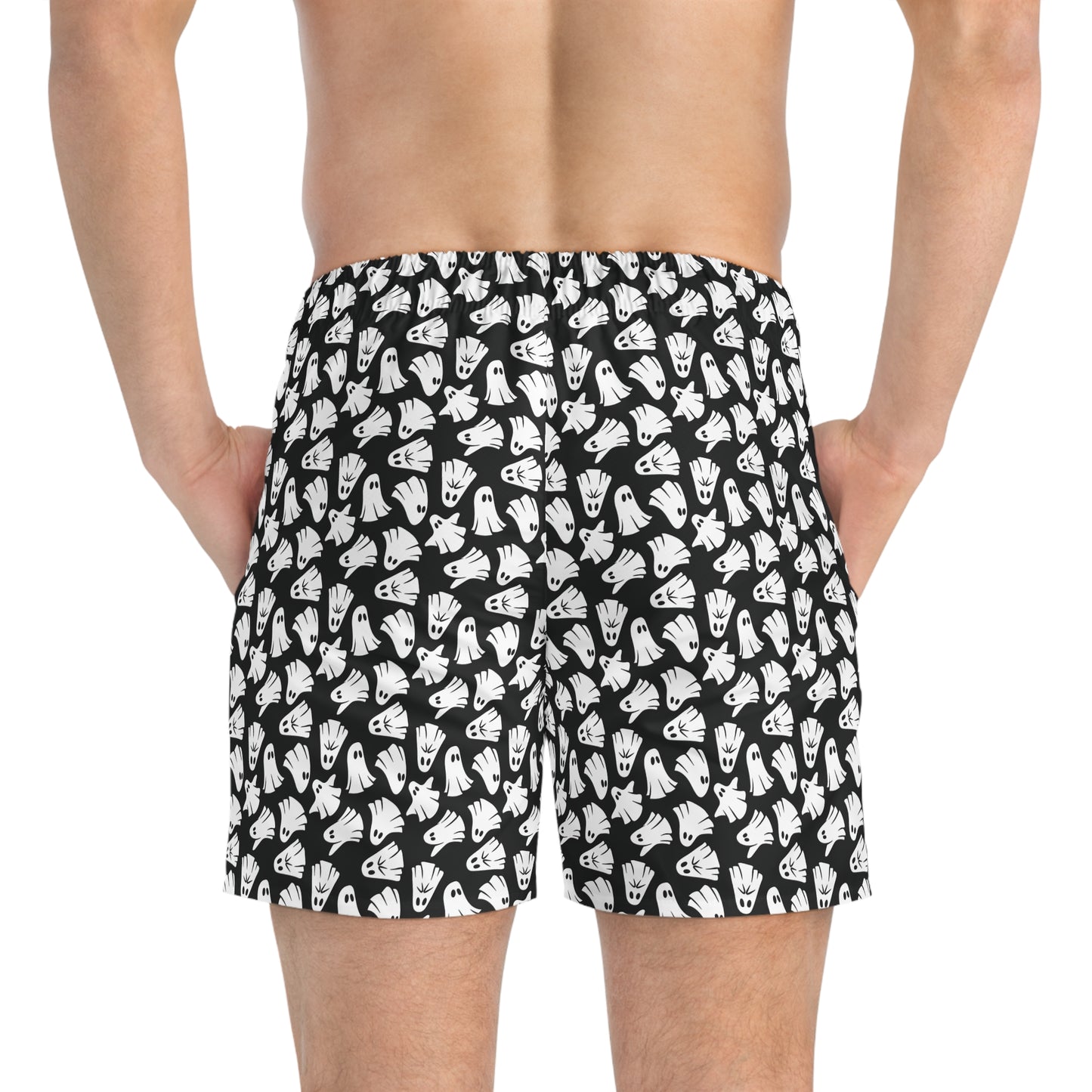 Boo - Ghosts - Halloween - Black 000000 - Swim Trunks