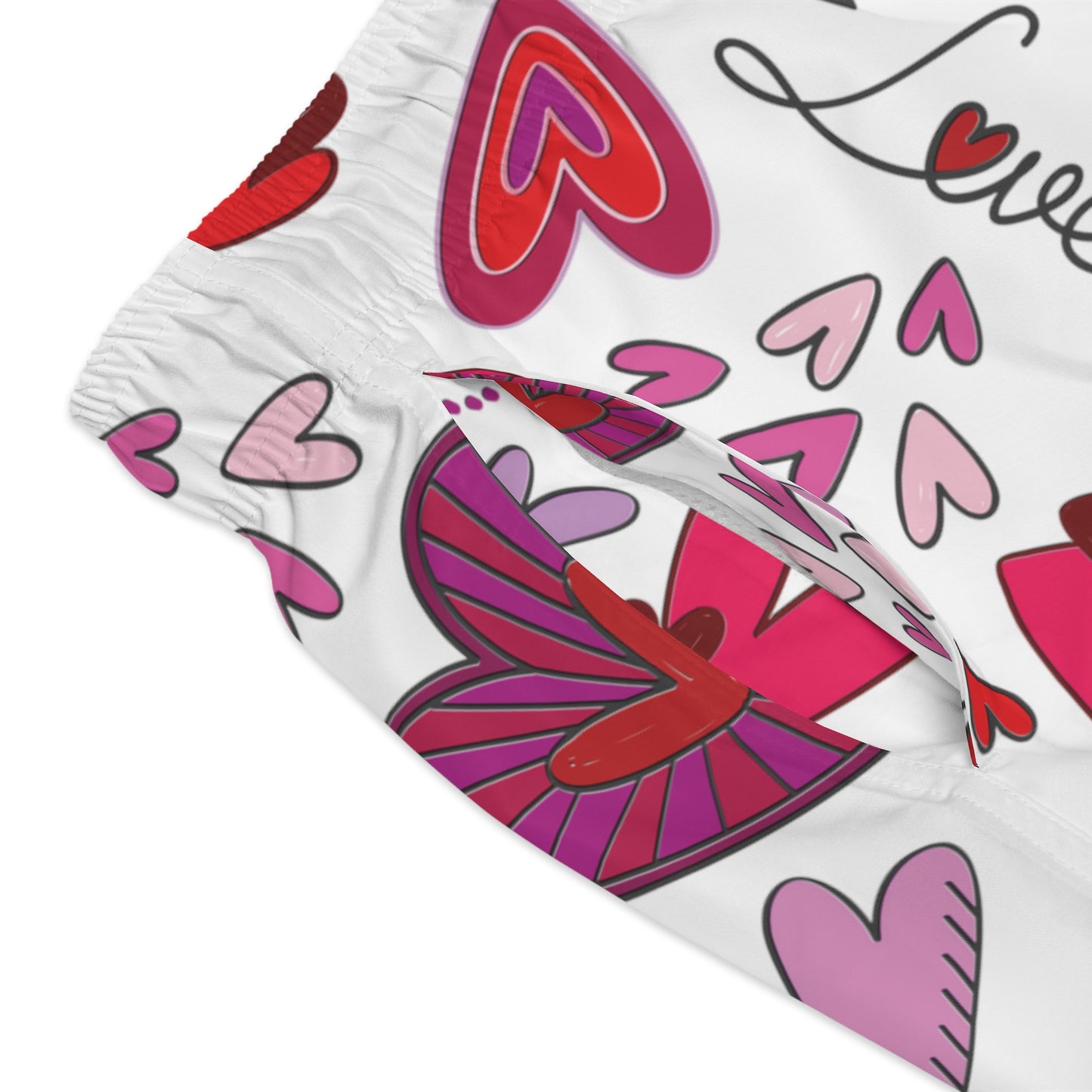 Hearts Doodles - White ffffff - Swim Trunks