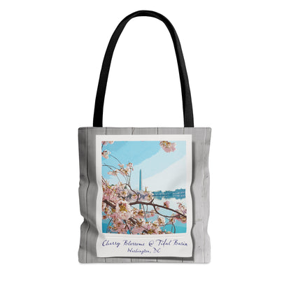 Instant Photo - Tidal Basin Cherry Trees - White Wood - Tote Bag