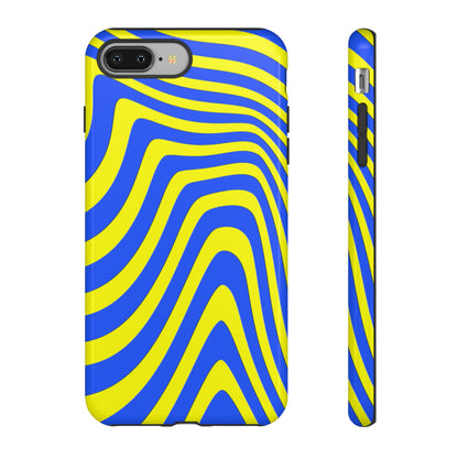 Retro wavy - yellow and blue - Tough Cases