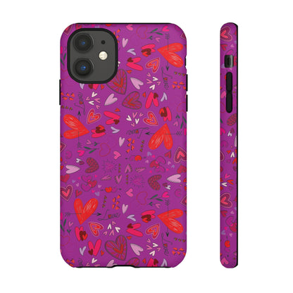 Heart Doodles - Deep Magenta B805AE - Tough Cases