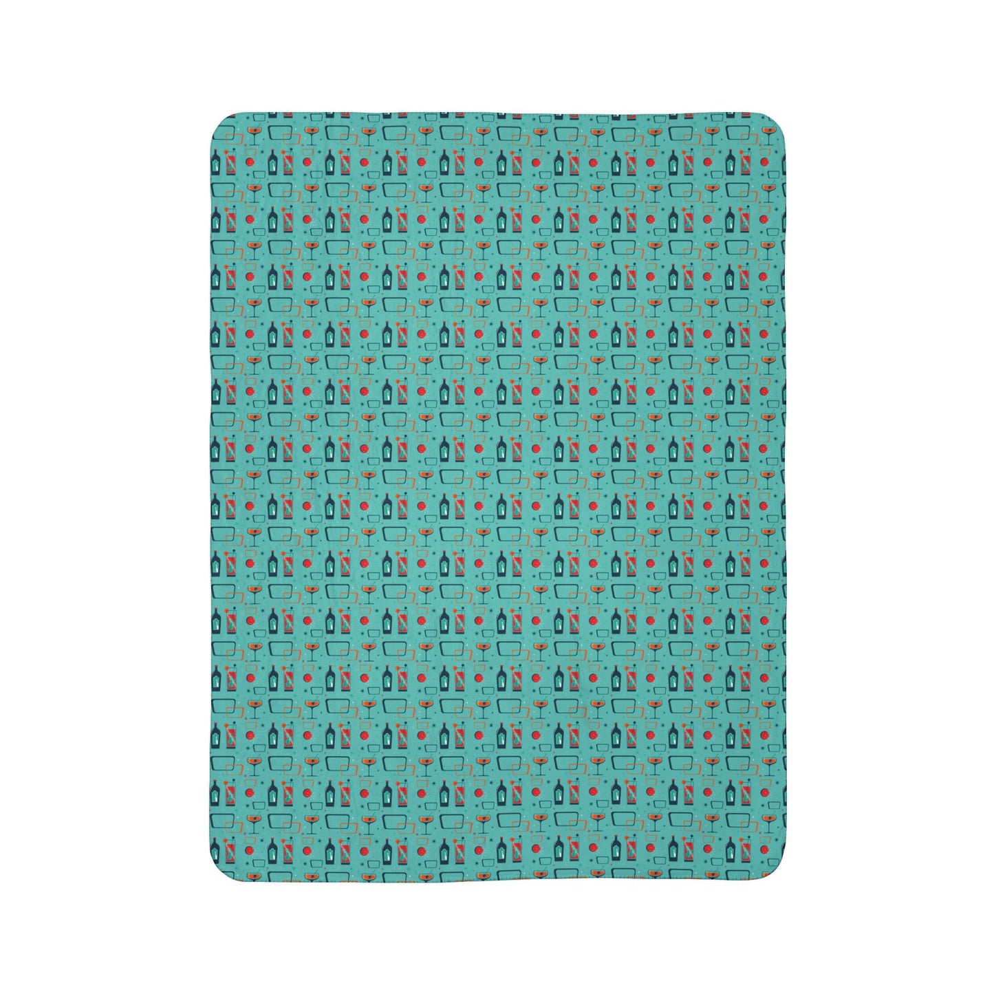 Fleece Sherpa Blanket - Cocktail Time - Turquoise